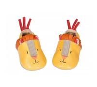 Chaussons en cuir Les Papoum - Moulin Roty - Lion - Jaune - Bébé - Souples et légers