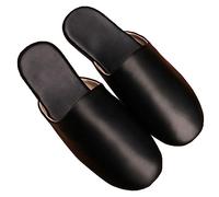 Chaussons En Cuir Unisexe Pour L'intérieur ,Pantoufles En Cuir Pour Femmes À Bout Fermé Avec Doublure Anti-humidité, Semelle En Daim À Fond Souple Et Silencieux Pour Le Confort ( Color : Nero , Size :
