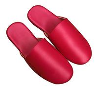 Chaussons En Cuir Unisexe Pour L'intérieur ,Pantoufles En Cuir Pour Femmes À Bout Fermé Avec Doublure Anti-humidité, Semelle En Daim À Fond Souple Et Silencieux Pour Le Confort ( Color : Rosso , Size