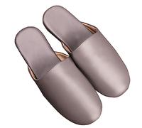 Chaussons En Cuir Unisexe Pour L'intérieur ,Pantoufles En Cuir Pour Femmes À Bout Fermé Avec Doublure Anti-humidité, Semelle En Daim À Fond Souple Et Silencieux Pour Le Confort ( Color : Light gray ,