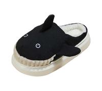 Chaussons en forme de requin avec tête de dessin animé - Chauds et | Tissu en velours, motif tête de requin, construction chaude de dessin animé, semelle pelucheuse antidérapante, bleu