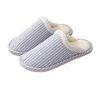Chaussons en fourrure d'agneau pour femme - Semelle en caoutchouc - Chaussons d'hiver chauffants en peluche - Chaussons douillets - Fermés - En coton - Fluffy - Thermique, bleu ciel, 36 EU