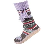 Chaussons en fourrure douce et pelucheuse pour femme avec pompon, Violet aztèque., 41/43 EU