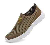 Chaussons en maille respirante pour un usage quotidien - Chaussures d'été plates confortables avec semelle antidérapante robuste - Protection des orteils fixe pour homme - Idéales pour les activités