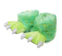 Chaussons en peluche avec pattes d'animaux monstres avec griffes argentées | Jolies pantoufles chaudes et confortables en fausse fourrure, semelle antidérapante, pantoufles montantes pelucheuses