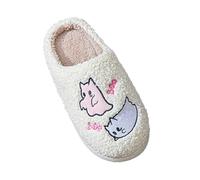 Chaussons en peluche confortables pour homme et femme - Semelles douces - Pour l'hiver - En coton chaud - Fermé à l'avant - Soulagement léger de la douleur - Antidérapantes, Blanc., 41 EU