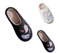 Chaussons en peluche confortables pour homme et femme - Semelles douces - Pour l'hiver - En coton chaud - Fermé à l'avant - Soulagement de la douleur - Antidérapantes, Noir 01, 39 EU