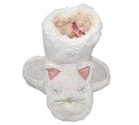 Chaussons en peluche licorne en forme de chat | Pantoufles en forme de lapin pour femme | Chaussons mignons pour filles, Bottes de Chat(32-33 EU, Blanc Chat Botte)