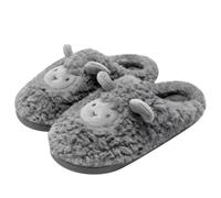 Chaussons en peluche mouton pour femme - Pantoufles d'hiver chaudes pour femme - Chaussons mignons - Unisexe - En coton - Amusants - Pour couple - Chaussons d'intérieur - Chaussons moelleux et