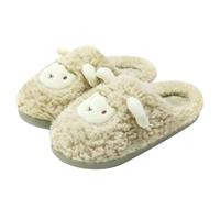 Chaussons en peluche mouton pour femme - Pantoufles d'hiver chaudes pour femme - Chaussons mignons - Unisexe - En coton - Amusants - Pour couple - Chaussons d'intérieur - Chaussons moelleux et