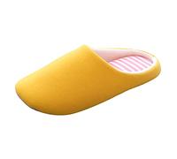 Chaussons en peluche pour femme - Confortables - Doux - Rayés - Couleur unie - Pour la maison et l'hiver - Aspect rayé - Antidérapants - Nettoyage - Semelle en caoutchouc chaude, jaune, 38 EU