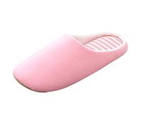 Chaussons en peluche pour femme - Confortables - Doux - Rayés - Couleur unie - Pour la maison et l'hiver - Aspect rayé - Antidérapants - Nettoyage - Semelle en caoutchouc chaude, Rose, 36 EU