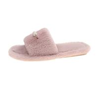 Chaussons en peluche pour femme - Pantoufles en coton - Pantoufles en feutre - Pour l'hiver - Chaudes - Chaussons en peluche - Pantoufles tendance - Pearl Home - Tongs pour l'intérieur, Rose, 41 EU