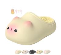 Chaussons en polaire pour augmenter la hauteur des pattes de chat, Jaune B | Chaussures antidérapantes et confortables en polaire avec motif pattes de chat