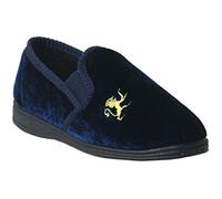 Chaussons en Velours à Double Soufflet pour Enfant Motif Lion Pointure 44-38 - Bleu - Bleu Marine, 36 2/3 EU