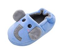 Chaussons en velours pour enfant - Chaussons en peluche - Pour l'hiver - Doublure chaude - Motif dessin animé, Bleu1, 32 cm