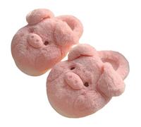Chaussons Femme 3D de porcelet Pantoufles Fermé Hiver Peluche Confortable Chaud à Enfiler Chaussures la Maison et Extérieur (37)