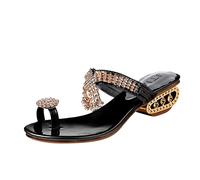 Chaussons Femme à la Mode Et Pantoufles Mode Flops avec Strass Femmes été Printemps Talon Sandales Flip Creux Femmes Sandales