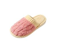 Chaussons Femme Automne Hiver Chaud Pantoufles à Bout Fermé Bicolores