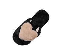 Chaussons Femme Bout Ouvert à Bride Cœur, Pantoufles Maison en Peluche | Pantoufles Ouvertes Femme faciles à enfiler dès l’automne, dans la chambre ou le salon avec un pyjama ou un peignoir.