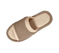 Chaussons Femme Bout Ouvert Bicolores en Velours Côtelé, Pantoufles Maison