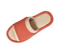 Chaussons Femme Bout Ouvert Bicolores en Velours Côtelé, Pantoufles Maison