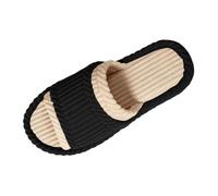 Chaussons Femme Bout Ouvert Bicolores en Velours Côtelé, Pantoufles Maison