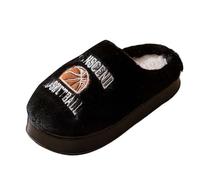 Chaussons Femme Chaud,Pantoufles en Peluche Hiver,Chaussons confortables brodésl'automne et l'hiver, semelles épaisses, chaussures tendance et décontractéesles couples à la maison (Black, 41)