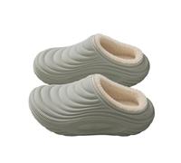 Chaussons Femme Chaud,Pantoufles en Peluche Hiver,Chaussons doublés en polaire, chaussures d'intérieur et d'extérieurl'hiver, avec support de voûte plantaire en mousse à mémoire de forme (Grey, 42)