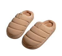 Chaussons Femme Chauds Flocons, Pantoufles Douces à Semelle Épaisse Anti-Dérapante, Mémoire de Mousse pour Intérieur et Extérieur,Kaki,38 EU