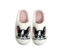Chaussons Femme Confortables Broderie Européen Pantoufles | Broderie Chat Délicate, Style Européen Élégant, Peluche Chaude et Douce, Antidérapants, Pour Homme et Femme Hiver