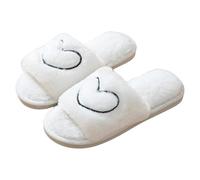 Chaussons Femme Ete Mule Adultes Hommes Femmes Christmas De Noël Fourrure Hiver Peluche Douce Pantoufle D'intérieur Confort Chaud Coton Chaussures Pour La Maison Slippers Blanc 37