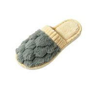 Chaussons Femme Hiver à Bout Fermé Bicolores, Pantoufles de Maison Douces