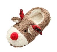 Chaussons Femme Hiver, Chausson Noel Femme Chaud, Antidérapantes et Confortables en Peluche forme de pantoufles d'hiver et pelucheuses pour la maison Chaussons Femme Rigolo Pantoufles de Noël