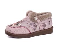 Chaussons Femme Hiver Chaussons En Laine Avec Fleurs Brodées Tongs Fourrées Intérieur Extérieur Cadeau Pour Maman Sans Lacets(Pink,41 EU)
