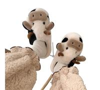Chaussons Femme Hiver Pantoufles d'hiver chaudes en peluche for femmes, pantoufles d'intérieur forme de vache à lait, maison pelucheuses, antidérapantes, mignonnes et moelleuses(Brown-cow2,36-37)