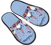 Chaussons Femme Homme Bienvenue Mignon Gnomes Usa Flag Chaud Chaussons Chaude Pantoufles En Peluche Confort Chausson D'Hiver Pour Extérieur Intérieur Voyager L