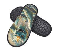 Chaussons Femme Homme Dragon Chinois En Arrière-Plan Maison Chaussures Confort Doublées En Peluche Pantoufle Homme, Pour Intérieur Extérieur, Femmes, Hommes, L