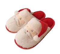 Chaussons Femme Homme Hiver Chaud, Pantoufles d'hiver pour Couples, Motif Père de Noël, pour Hommes et Femmes, Pantoufles Noel Pelucheuses Doux et Confortables pour la Maison (A02-Red, 45)