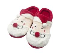 Chaussons Femme Homme Hiver Chaud, Pantoufles d'hiver pour Couples, Motif Père de Noël, pour Hommes et Femmes, Pantoufles Noel Pelucheuses Doux et Confortables pour la Maison (A03-Red, 39)