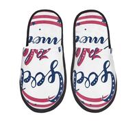 Chaussons Femme Homme Impression Étoile Patriotique « Que Dieu Bénisse L'Amérique » Chaussons Antidérapantes Automne Hiver Chaude Pantoufles, Pour Hommes, Intérieur Extérieur, Fête, L