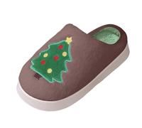 Chaussons Femme Homme Noel Maison Pantoufle Hiver Chaud Motif Père Noël Chausson de Mignon Doux et Confort Semelle Antidérapante Peluche Pantoufles d'intérieur