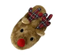 Chaussons Femme Homme Noel Pantoufles Motif Père Noël et Renne Hiver Chaud Maison Chausson de Noel Mignon Doux et Confort Antidérapante Pelucheuses Pantoufle Noel Intérieur/Extérieur (A08-BW1, 36)