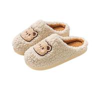 Chaussons Femme Homme Peluche Velours Pantoufles De Maison Peluche à La Mode Chaudes Antidérapantes Confortables Mémoire Foam Intérieur Slippers 37 Beige