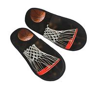 Chaussons Femme Homme Tableau De Basket-Ball Chaussures D'Intérieur Antidérapant Maison Pantoufles Peluche Chaussons D'Hiver Pour Voyager Intérieur Extérieur L