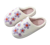 Chaussons Femme Mules Peluche Antidérapant Motif Fleur Chaud Slippers | Mousse Mémoire Résistant Douillets Doublure Pantoufle Tendance Moelleux Confort Hiver Intérieur/Extérieur Couple G64