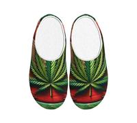 Chaussons Feuille De Canna rapeau Rasta Pantoufles De Maison Pour | Slippers hotel Peluche Unisex Pantoufles d'hôtel pour Voyage Hiver Mariage