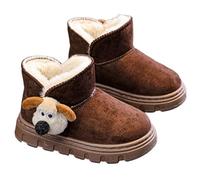 Chaussons Fille Pantoufles Enfant Hiver Doux et Chaud avec Oreilles Bottes d'Hiver Chaudes, Bottines Doublées de Similicuir avec une Jolie Semelle en Forme de Poupée Chiot (Brown, 5-5.5 Years)