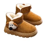 Chaussons Fille Pantoufles Enfant Hiver Doux et Chaud avec Oreilles Bottes d'Hiver Chaudes, Bottines Doublées de Similicuir avec une Jolie Semelle en Forme de Poupée Chiot (Yellow, 6.5-7 Years)