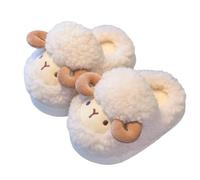 Chaussons Fille Violet Fashion Comfortable Cute Sheep Warm Indoor Non Slippers Fille Marron Orteils Séparés Pantoufles (White, 23.5 Infant)